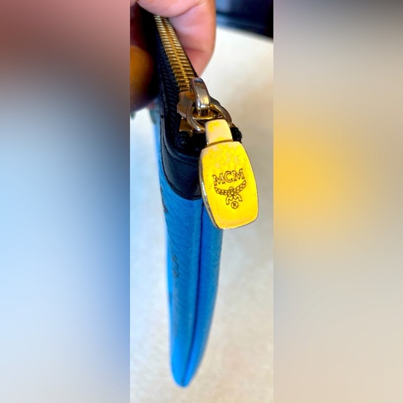 MCM Blue Visetos Zip Pouch, EUC - Picture 3 of 6
